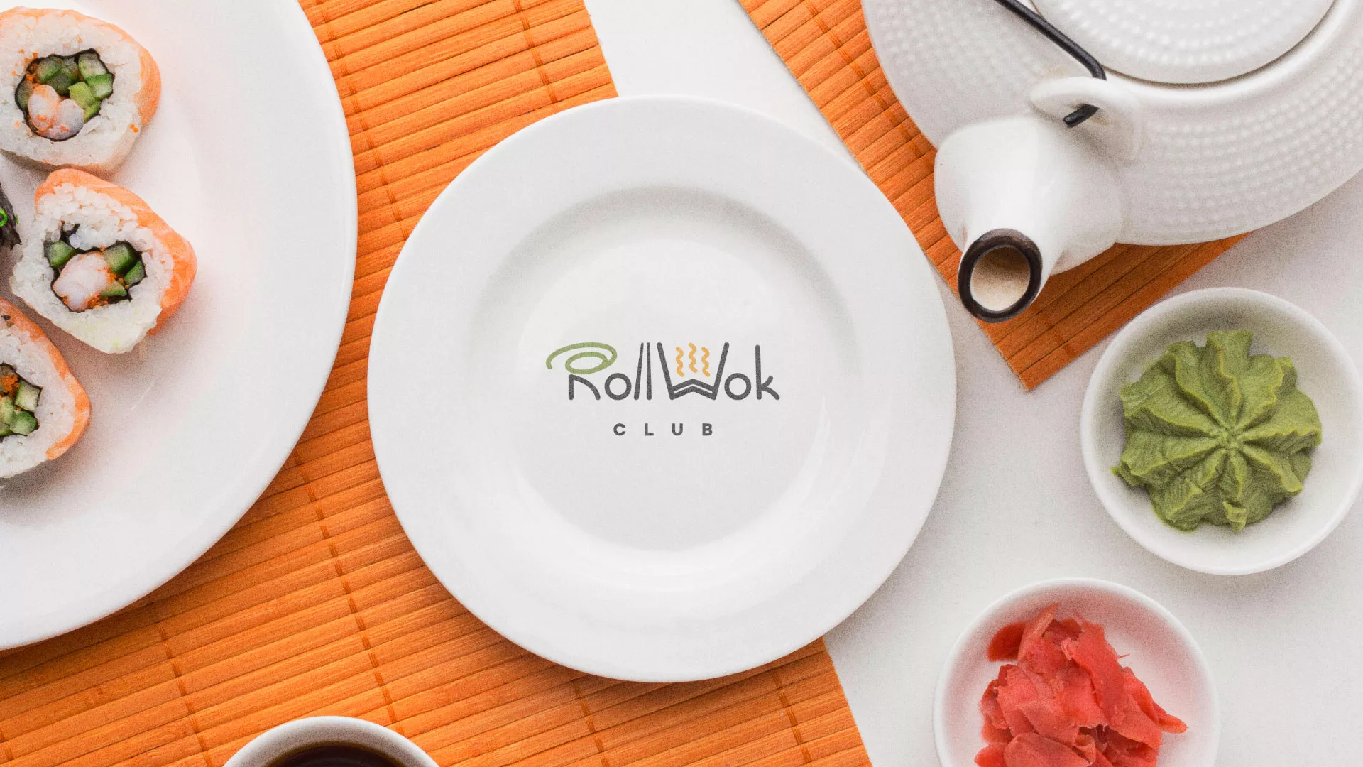 Разработка логотипа и фирменного стиля в Клине для суши-бара «Roll Wok Club»